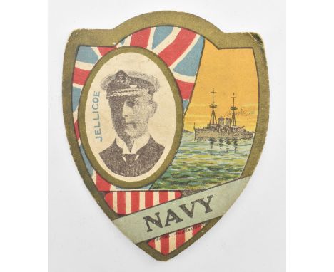 J. Baines Ltd. Trading Cards. An early 20th century c1910 pre First World War Navy Gold Medal Football Card in shield shape. 