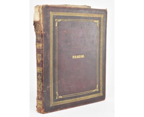 An early 19th century circa 1835 scrap book / album, bound in full crushed morocco with gilt borders and edges. The album con
