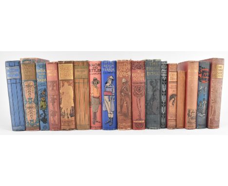 Edwardian decorative cloth bound adventure stories. A collection of seventeen books, including titles by Henty &amp; Ballanty