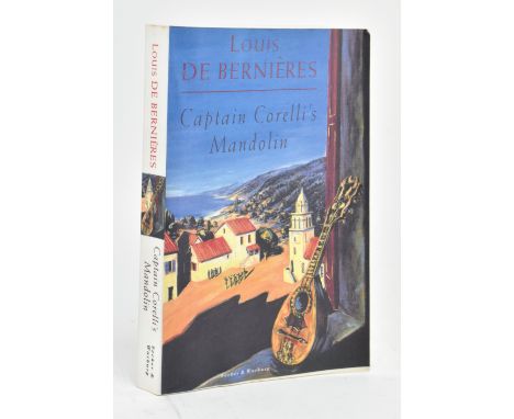 de Bernieres, Louis. 1994 Captain Corelli's Mandolin. Uncorrected bound proof paperback, published Secker &amp; Warburg. Sign