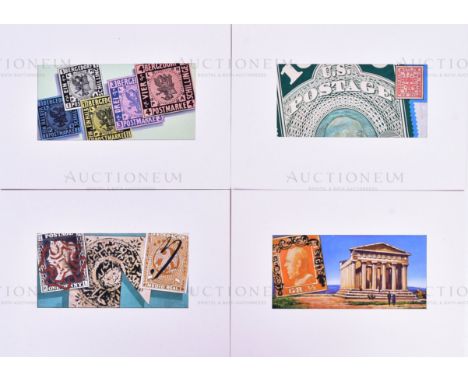 Ardath Cigarettes - Stamps, Rare And Interesting (1939 series of cigarette cards) - x4 pieces of original cigarette card artw