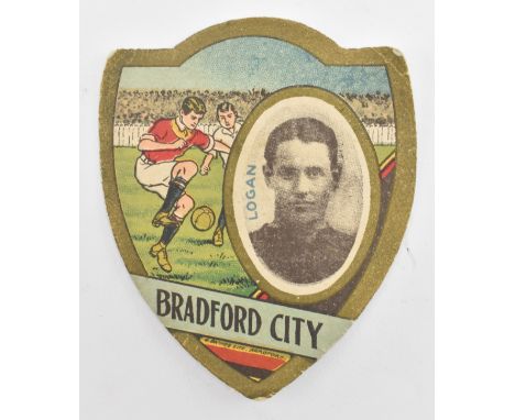 J. Baines Ltd. Trading Cards. An early 20th century circa 1909 Bradford City Gold Medal Football Trade Card in shield shape. 