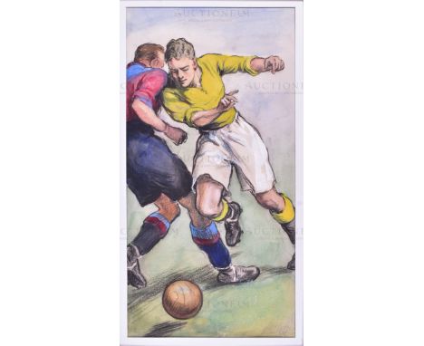 Hints on Association Football (1934) - a piece of original mixed media artwork created for the series of 50 cigarette cards '