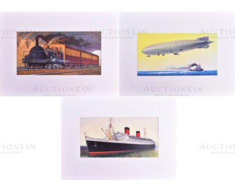 British Modes of Transport - x3 highly detailed, mixed media, original artworks depicting British modes of transport, to incl