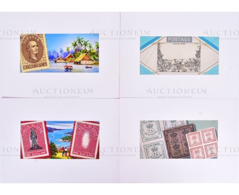 Ardath Cigarettes - Stamps, Rare And Interesting (1939 series of cigarette cards) - x4 pieces of original cigarette card artw