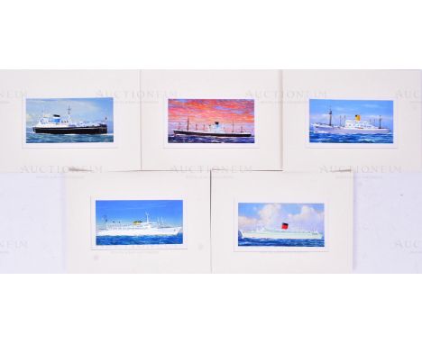 Richard Ward - x5 pieces of detailed, mixed media, original artwork created by marine artist Richard Ward for the unissued ci
