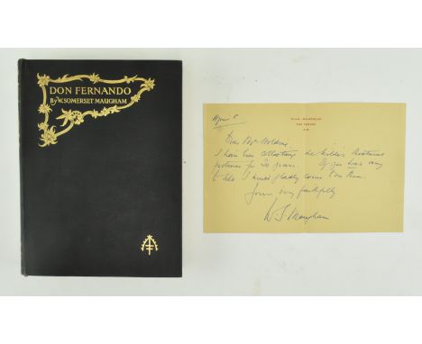 Somerset Maugham, William (1874-1965). A circa 1936 manuscript letter, letterheaded Villa Mauresque Cap Ferrat A. M, sent by 