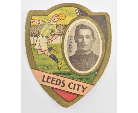 J. Baines Ltd. Trading Cards. An early 20th century circa 1910 Leeds City Gold Medal Football Trade Card in shield shape. The