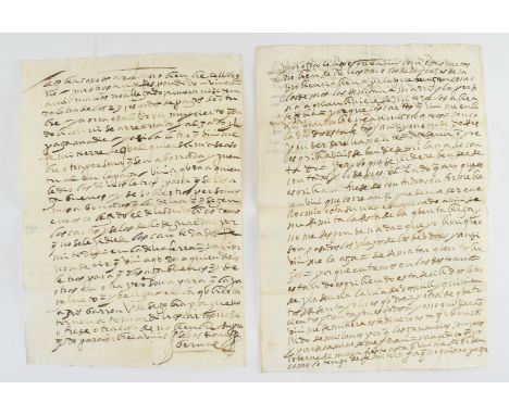 Postal history - two 17th century manuscript hand written letters in the Spanish language. Reading to verso Segouia Sebastian