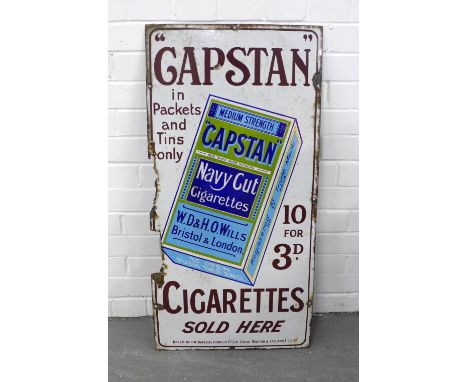 An early 20th century Capstan Navy Cut Cigarettes enamel sign, 46 x 92cm. 