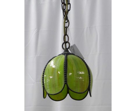 Christopher Wray leaded and green glass ceiling light shade, 20cm. 