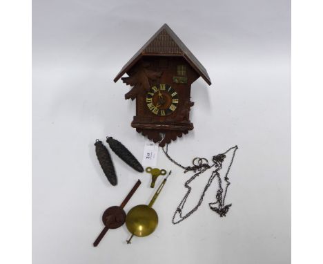 Vintage Cuckoo wall clock with weights and pendulum 