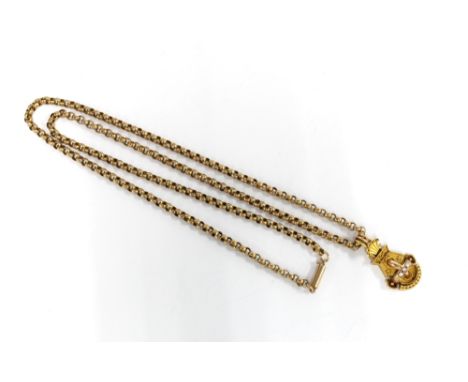 Victorian Etruscan seed pearl pendant on a 9ct gold necklace 