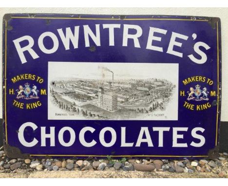 A Rowntree's Chocolates pictorial enamel sign with central scene depicting Rowntree's York, No.3 Factory, 30 x 20".