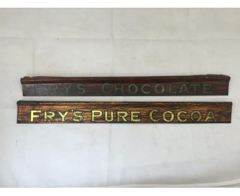 A Fry's Pure Cocoa shelf strip and a Fry's Chocolate shelf strip. 