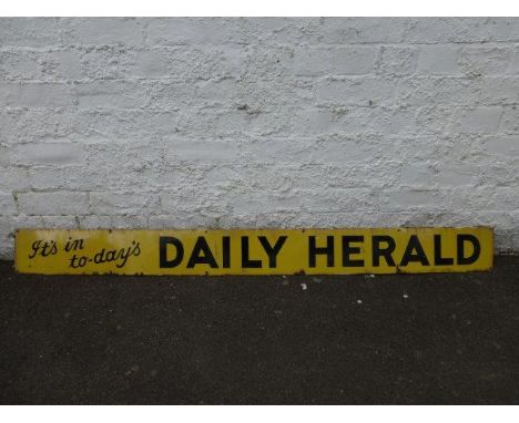 A Daily Herald narrow enamel sign, 63 x 6".