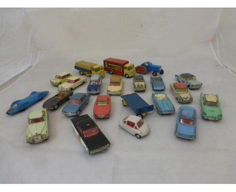 A tray of playworn Corgi models including a tractor, a bubble car etc.