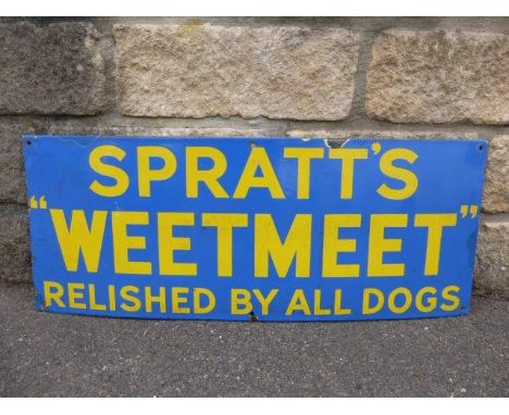 A Spratt's 'Weetmeet' relished by all dogs, rectangular enamel sign with one small patch re-touched, 30 x 12".