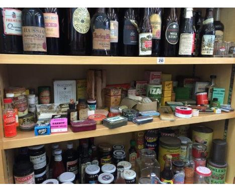 A shelf full of medicinal products. 