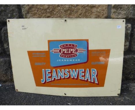 A Pepe Service Jeanswear rectangular enamel sign, 20 1/2 x 14".