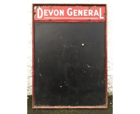 A Devon General part enamel and tinplate chalk board, 21 x 29".