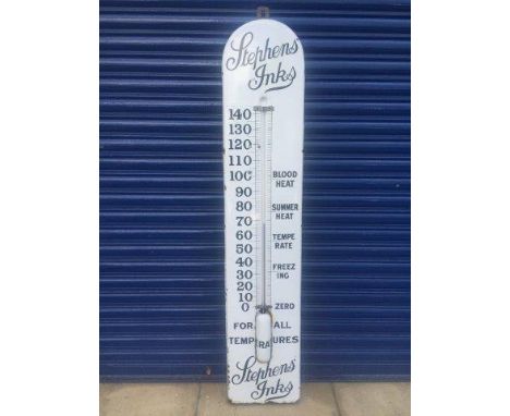 A good Stephens Inks enamel thermometer, 12 1/2 x 60 1/2".