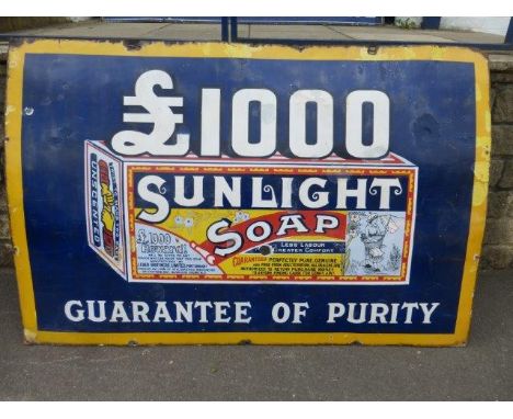 A large Sunlight Soap '£1000' pictorial packet enamel sign, 72 x 48".