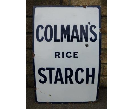 A Colman's Rice Starch rectangular enamel sign in very good condition, 24 x 36".