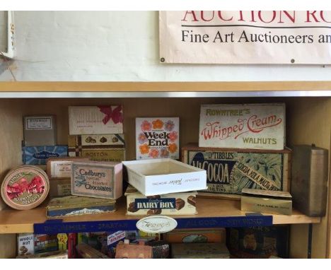 Yesterday's World Sweet Shop - a shelf of chocolate boxes and a Terry's shelf strip. 