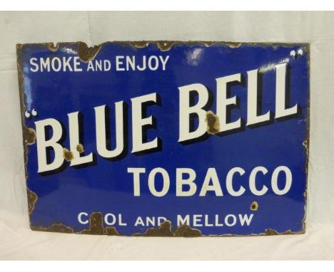 A Blue Bell Tobacco rectangular enamel sign, 30 x 20".