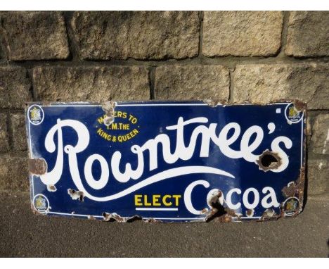 A Rowntree's Elect Cocoa rectangular enamel sign with Royal crest to each corner, 36 x 15".