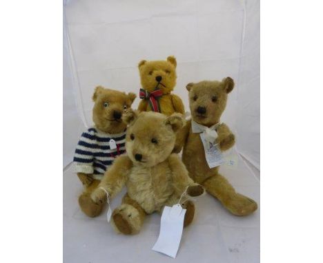 Four assorted Chiltern teddy bears, various ages. 