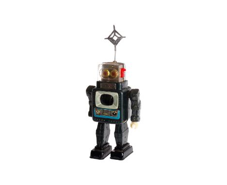 ALPS Roboter ”Television Robot”, Japan, Blech/Kunststoff, batteriebetrieben, Alterungs- und Gebrauchsspuren, tw besch., H 38,