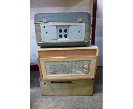 A Monarch record player, Dansette record plater and a Grundig reel to reel 