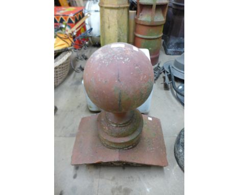 A terracotta ball finial 