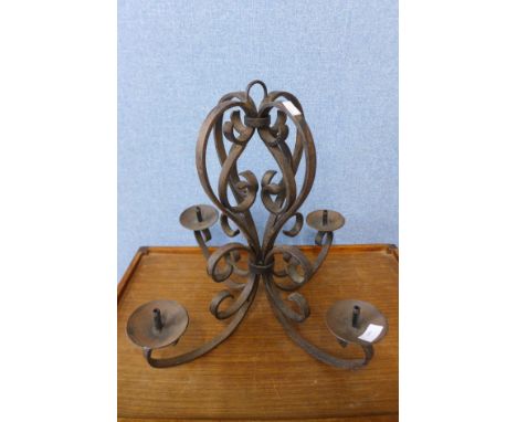 A wrought iron chandelier 