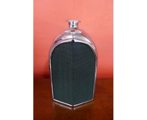 A Bentley chrome radiator hip flask, by Ruddspeed Ltd., 20cms h 