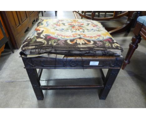 A 19th Century Chippendale style mahogany stool 