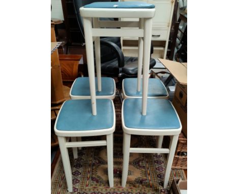 A set of five vintage painted stools 