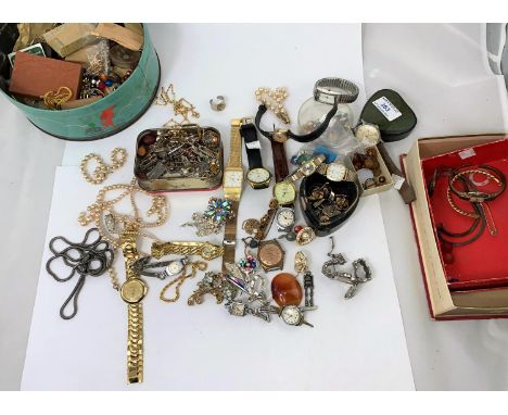 A selection of vintage and later watches; costume jewellery 