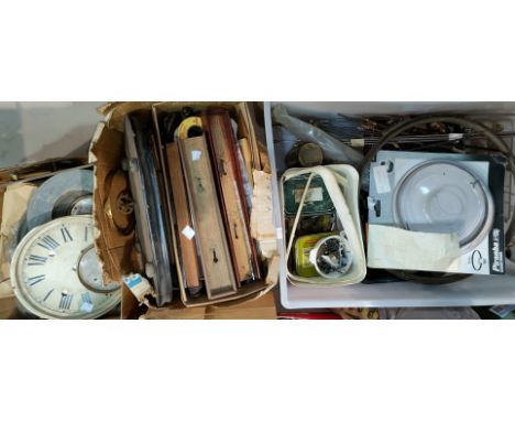 A selection of clock dials; bezels; barometer parts; etc. 