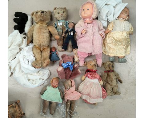 A selection of vintage soft toys 