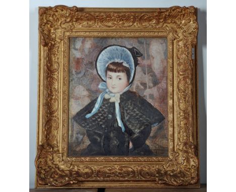 French School Portrait of an Elegant Lady, Reproduction on Canvas by Valentine Publishing Group, 14” x 11.75”