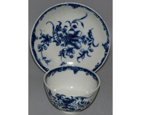 A WORCESTER TEA BOWL AND SAUCER decorated with five birds in a landscape, crescent mark and a Worcester tea bowl and saucer d