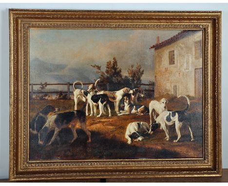 After R W Bottomley Some of the Rome Foxhounds, Reproduction on Canvas by Valentine Publishing Group, 19.5” x 26.5”