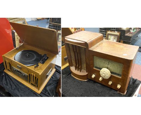 RETRO RECORD PLAYER WITH VALVED RADIO