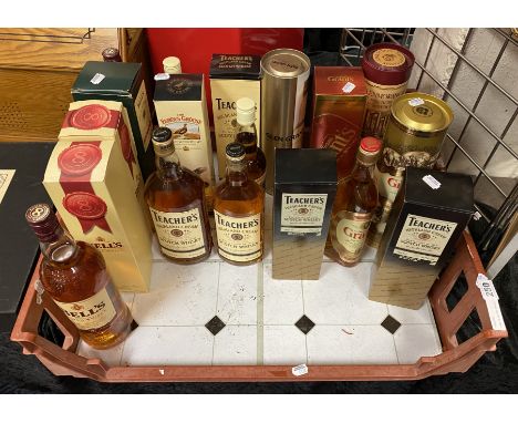 TRAY OF SCOTCH WHISKEY TO INCLUDE GLENMORANGIE MALT WHISKEY, TEACHERS &amp; BELLS