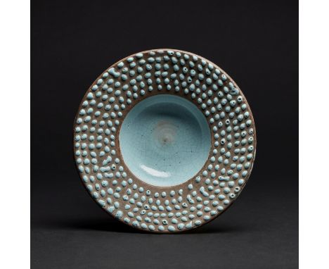 JEAN BESNARD (1889-1958)PlatCréation en 1925Monogrammé 'JB', en céramique émailléeH: 6cm.(2 3/8in.)D: 23.5cm.(9.25in.); .A mo