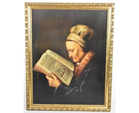 A Framed Gerard Dou Print, Portrait of Old Woman Reading, 45x60cm 