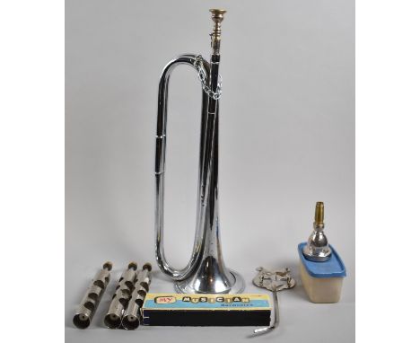 A Silver Plated Bugle by John Grey &amp; Sons Together with Other Musical Items 